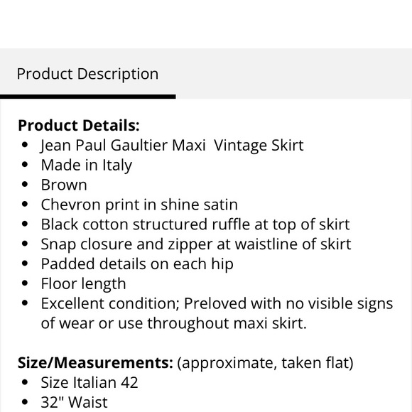 Vintage Jean Paul Gaultier Green Satin Chevron Maxi Skirt size 10 - Picture 11 of 13